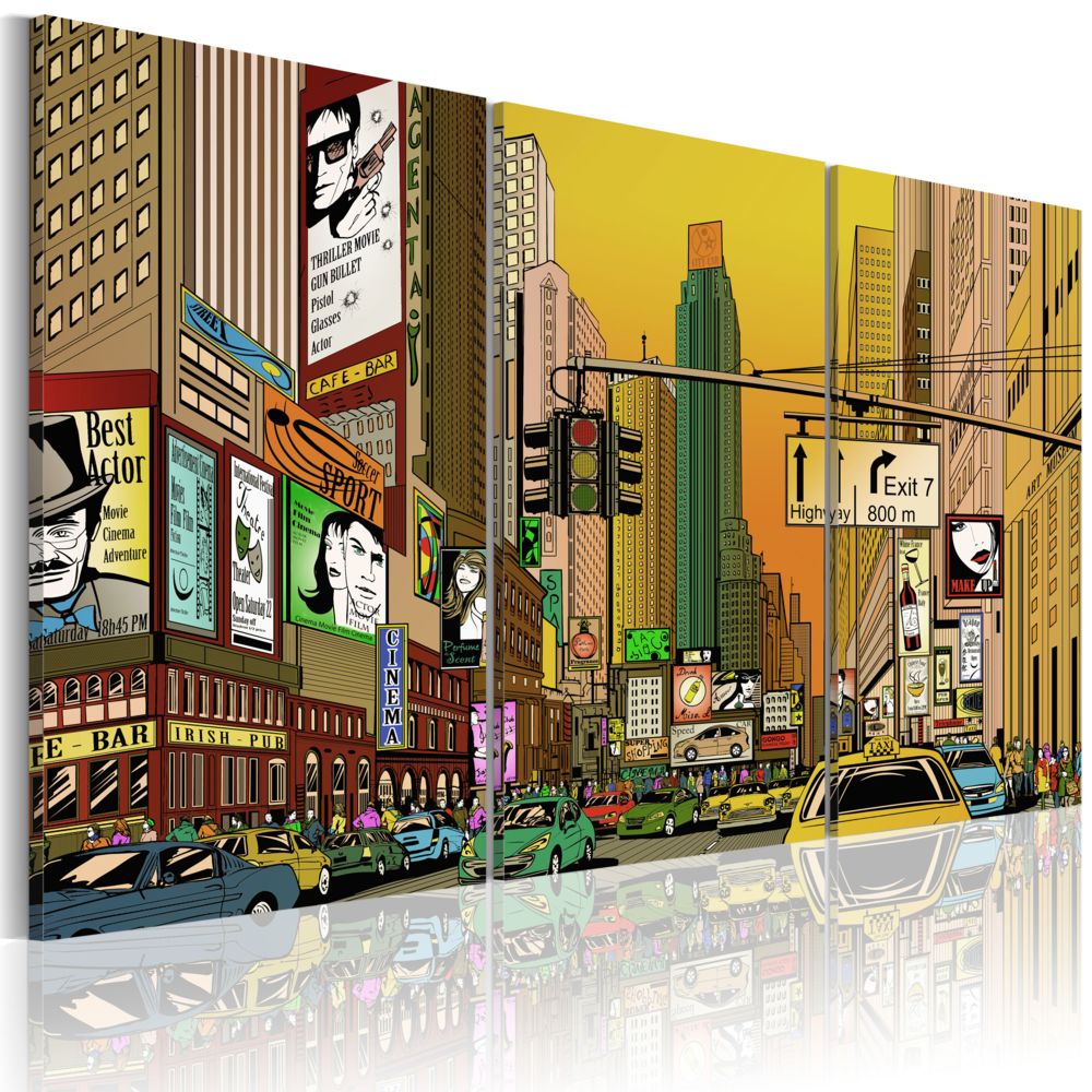 Bimago - Tableau - Cartoon NYC - Décoration, image, art | Villes | New York | - Tableaux, peintures