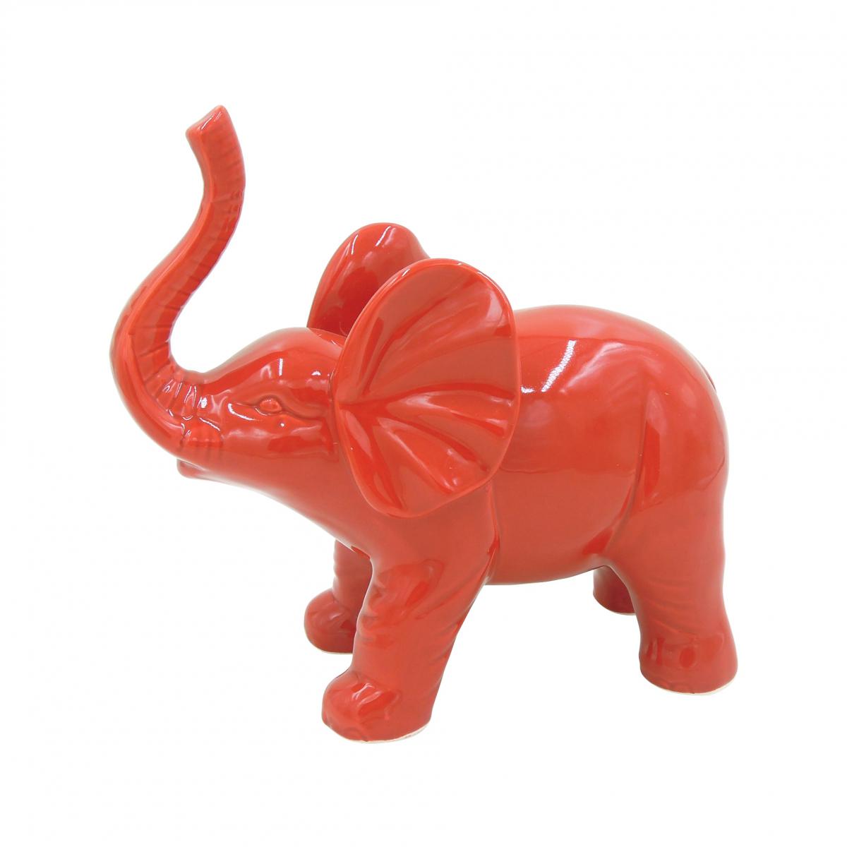 L3C - CDaffaires elephant ceramique 22.7*10.6*h20cm rouge - Objets déco