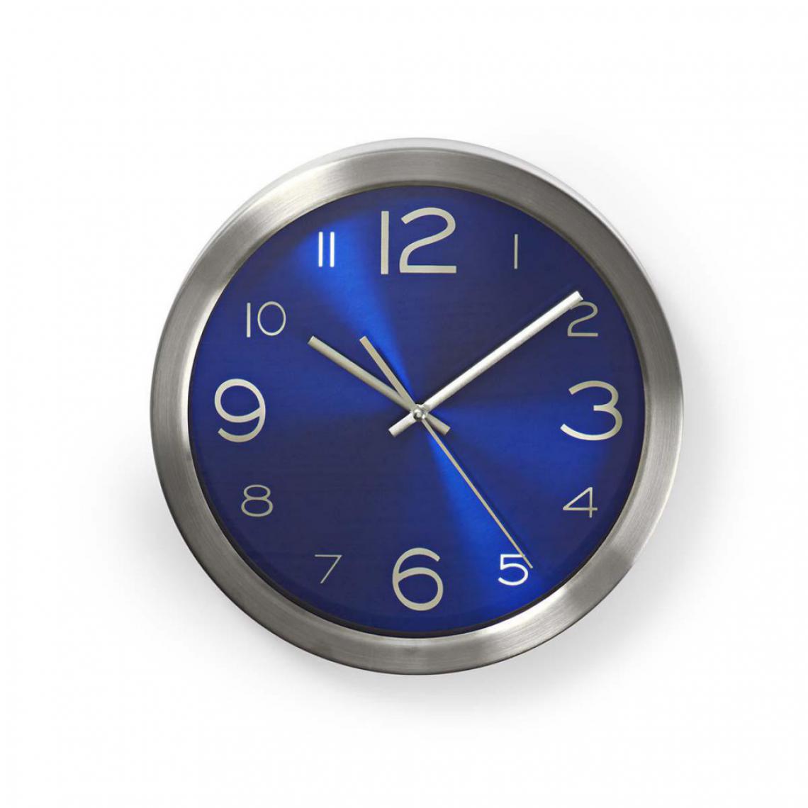 Alpexe - Horloge Murale Circulaire | 30 cm de Diamètre | Bleu et Acier Inoxydable - Horloges, pendules