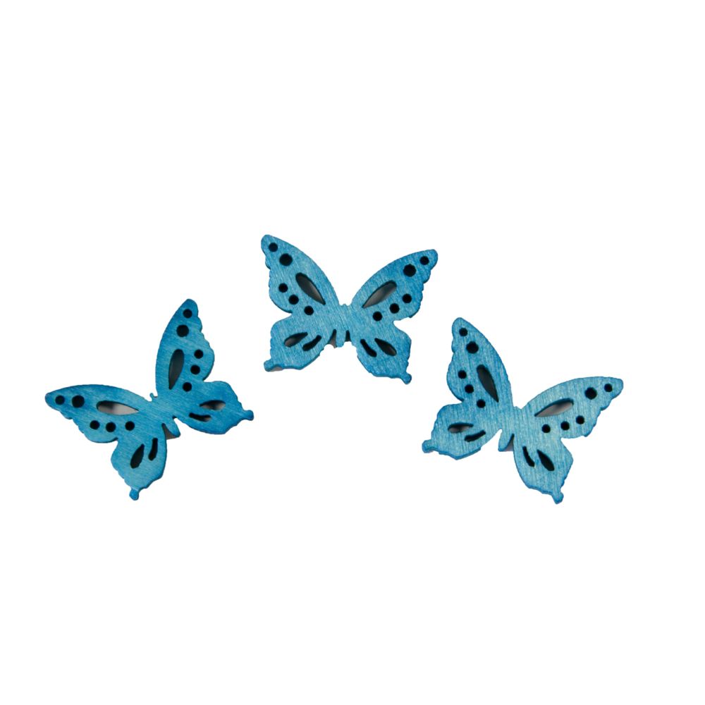 Visiodirect - 10 Lots de 20 Confettis de table papillon en Bois Turquoise - 1,5 x 2 cm - Objets déco