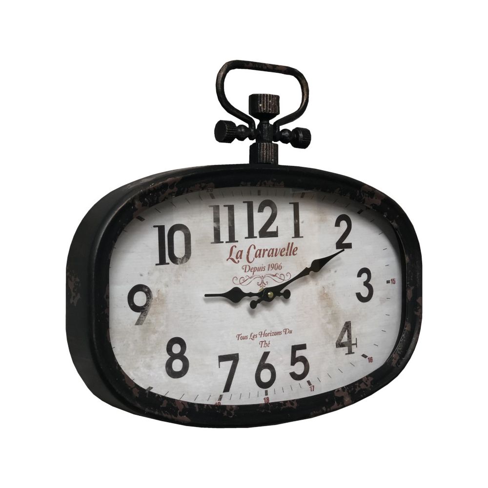 L'Originale Deco - Grande Horloge Industrielle Gare à Gousset Fer 45 cm x 6 cm x 39.50 cm - Horloges, pendules