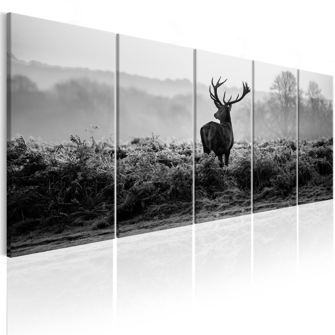 Decoshop26 - Tableau sur toile en 5 panneaux décoration murale image imprimée cadre en bois à suspendre réalité grise 225x90 cm 11_0002820 - Tableaux, peintures