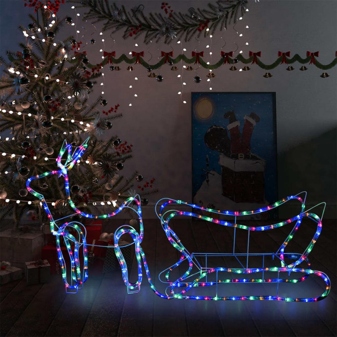 Wottes - Décoration de Noël d'extérieur Renne et traîneau 252 LED - Décorations de Noël