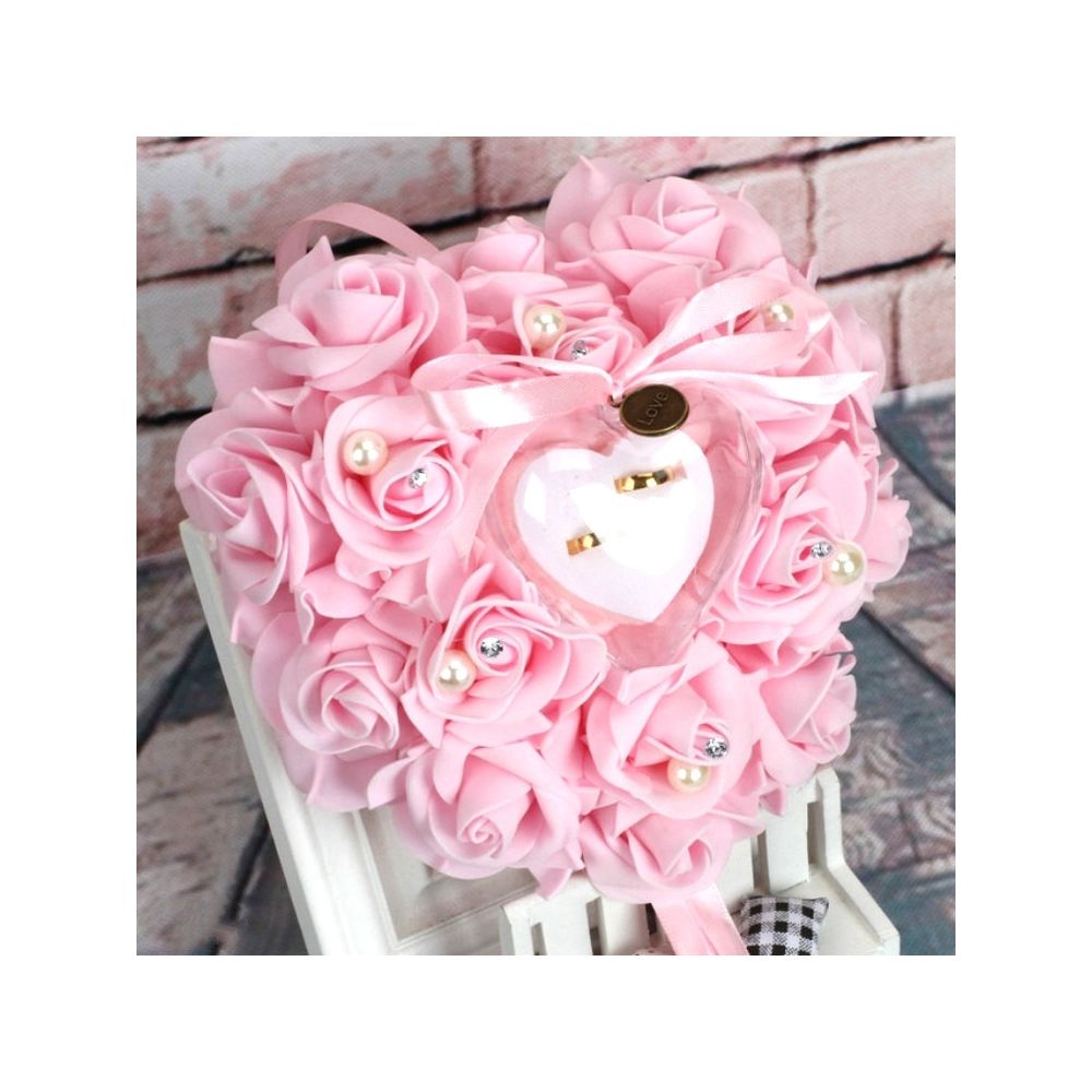 Wewoo - Fleurs Artificielles La boîte à bagues en forme de coeur peut accrocher des fournitures de mariage pour oreiller mousse rose de simulation - Plantes et fleurs artificielles