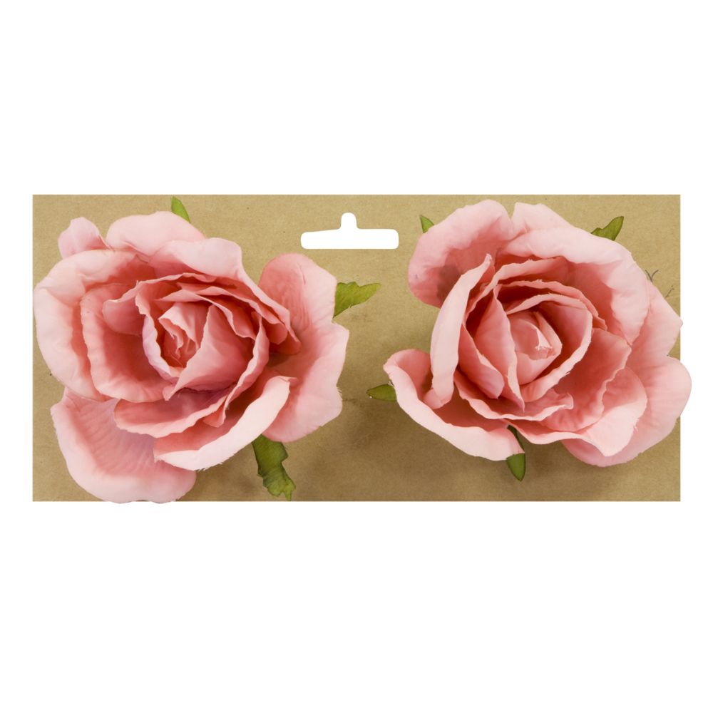 Visiodirect - Lot de 2 Roses à attacher coloris Rose - 10 cm - Objets déco
