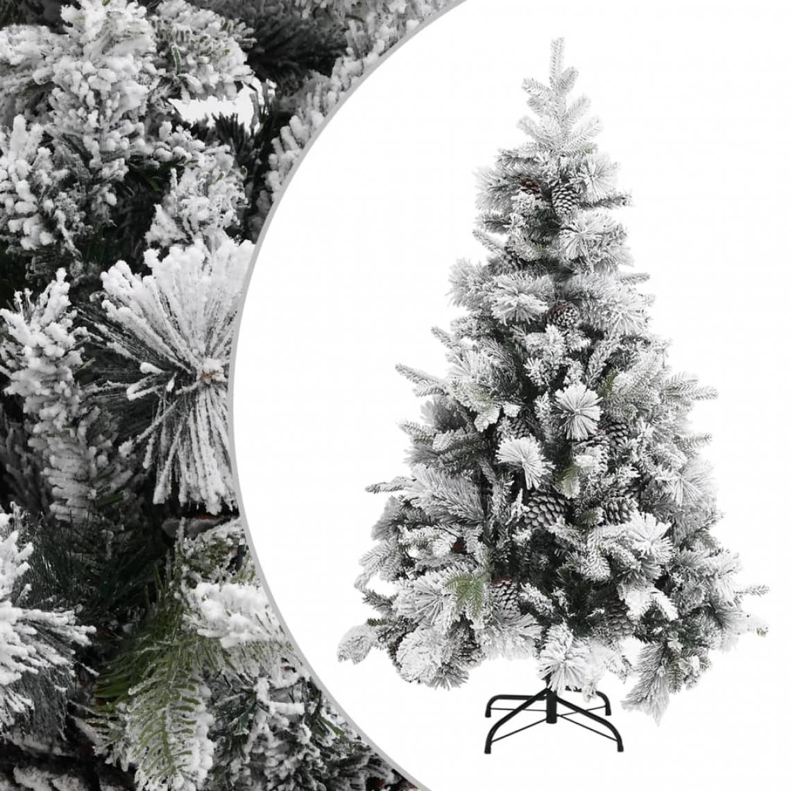 Vidaxl - vidaXL Sapin de Noël à flocons de neige et pommes de pin 120 cm PVC/PE - Sapin de Noël