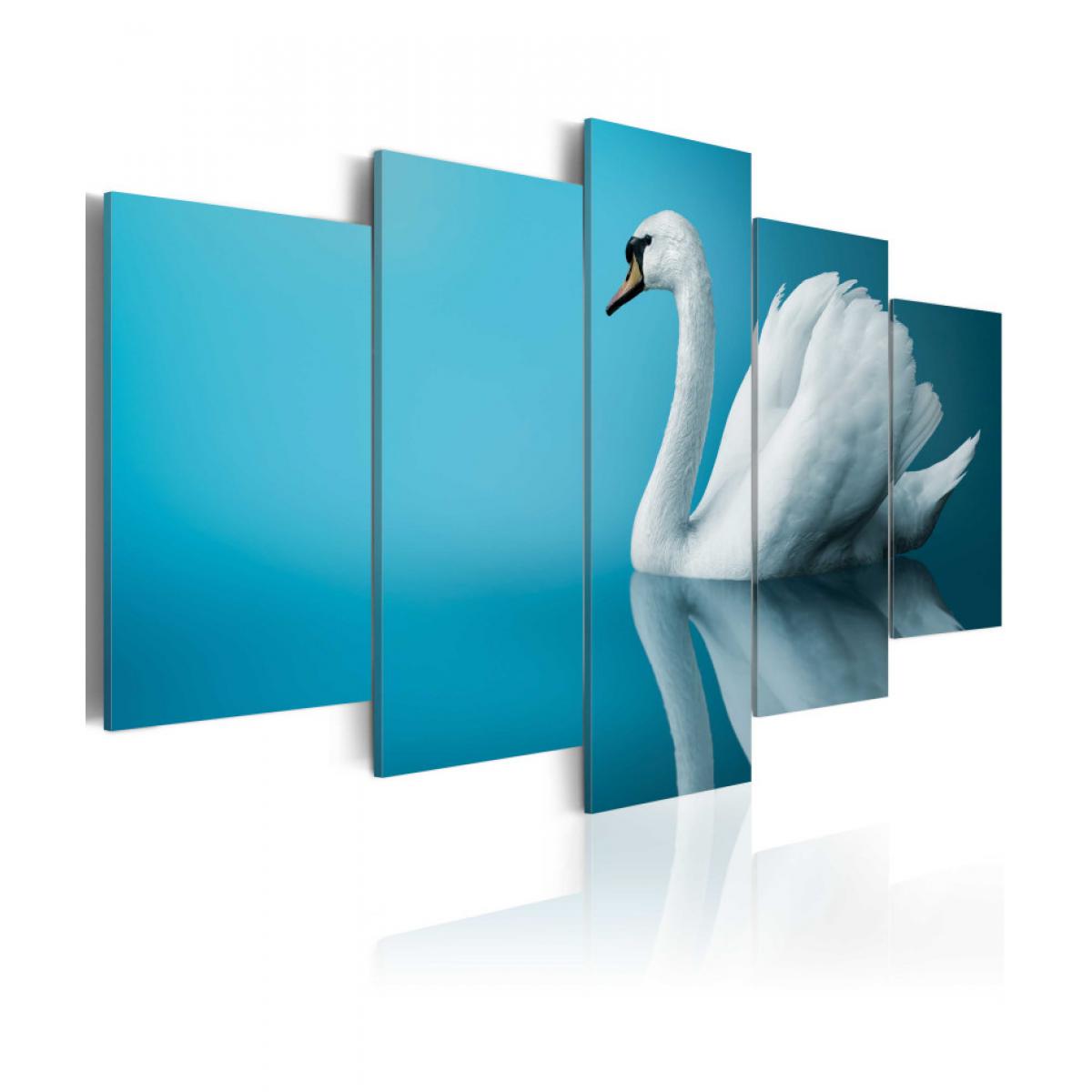 Artgeist - Tableau - Cygne sur fond bleu 200x100 - Tableaux, peintures
