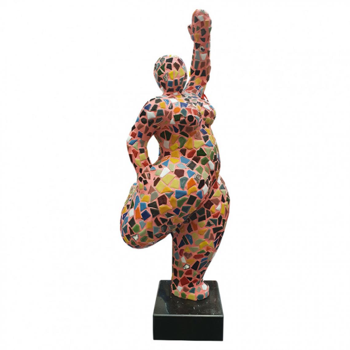 Meubletmoi - Sculpture Femme en résine avec mosaïque multicolore H60 cm - MUSA - Statues