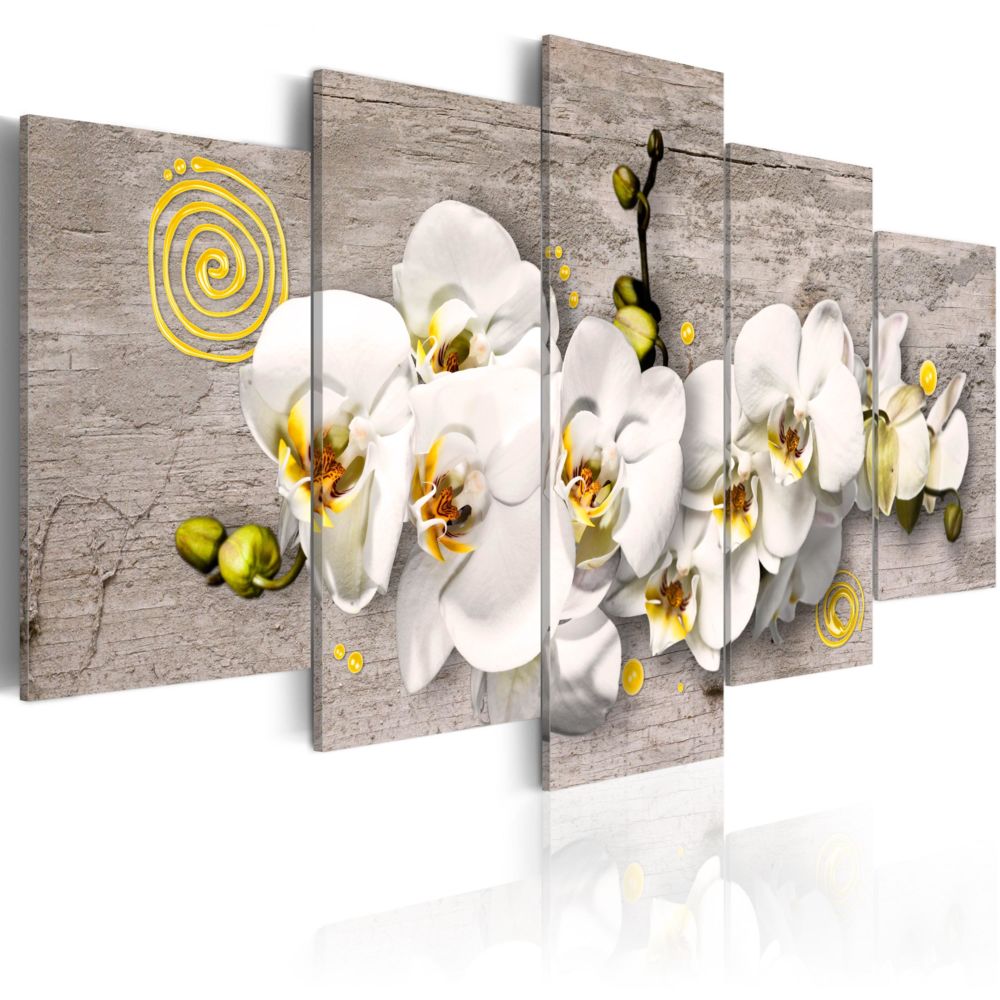 Bimago - Tableau | Sunny orchids | 200x100 | XXL | Fleurs | Orchidées | 5 pieces | - Tableaux, peintures