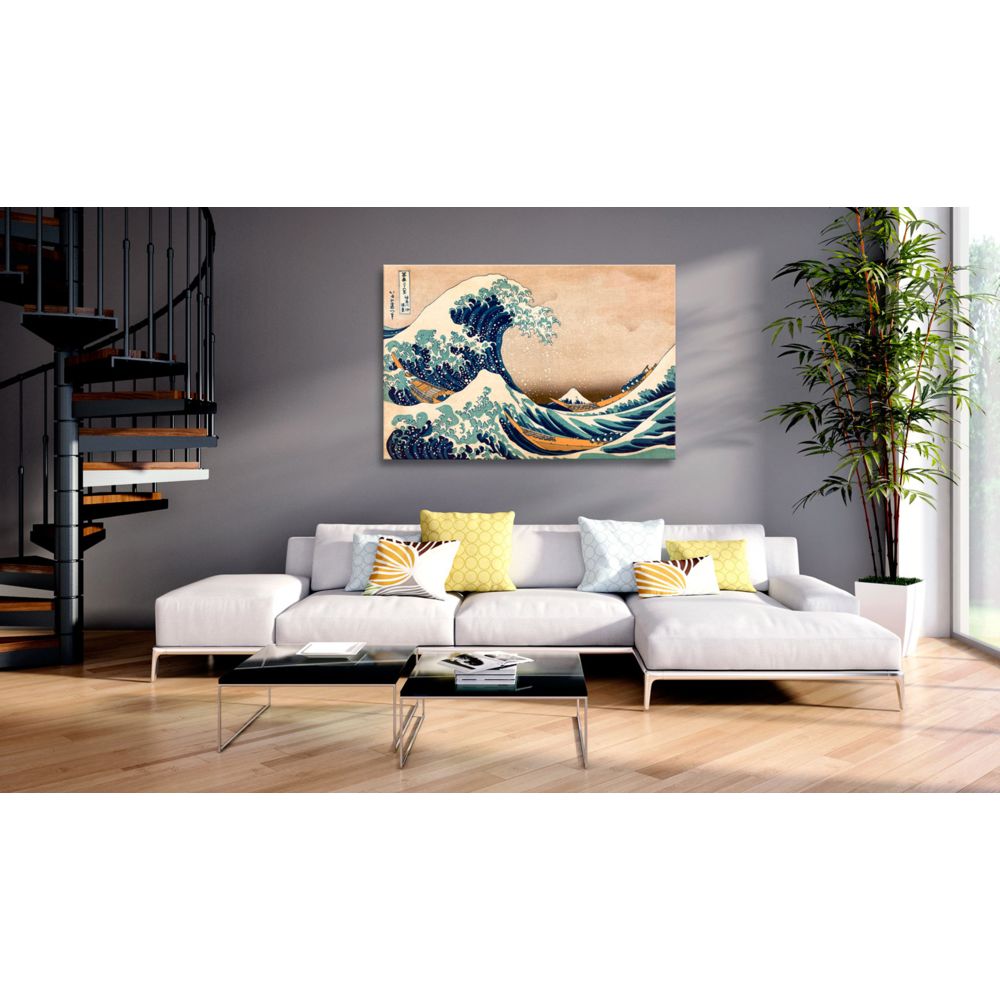 marque generique - 60x40 Tableau Tableau stylisé sublime The Great Wave off Kanagawa (Reproduction) - Tableaux, peintures