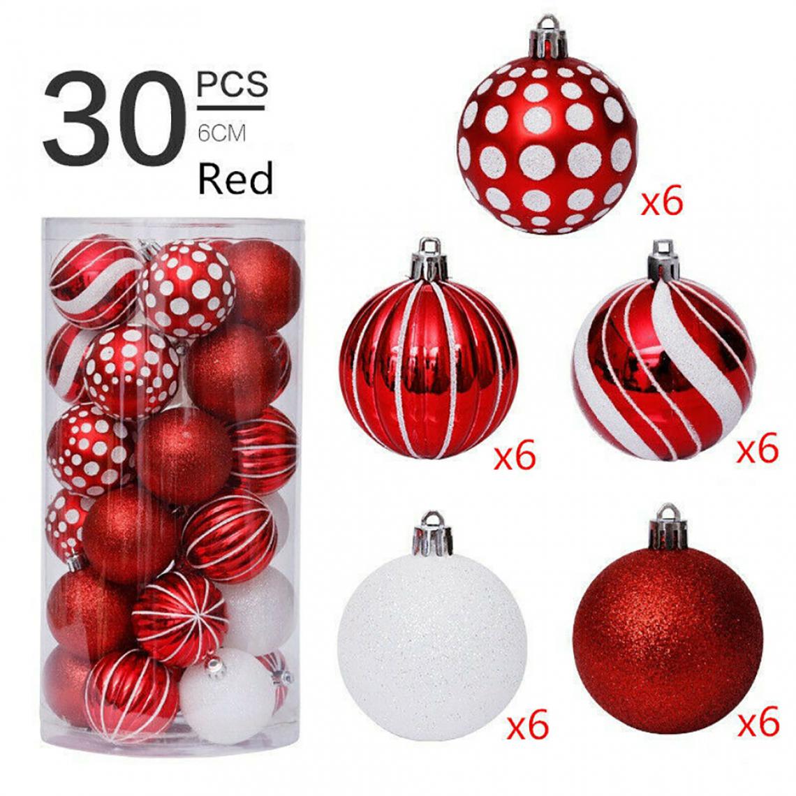Vicabo - 30 pcs boules de Noël rouge - Décorations de Noël