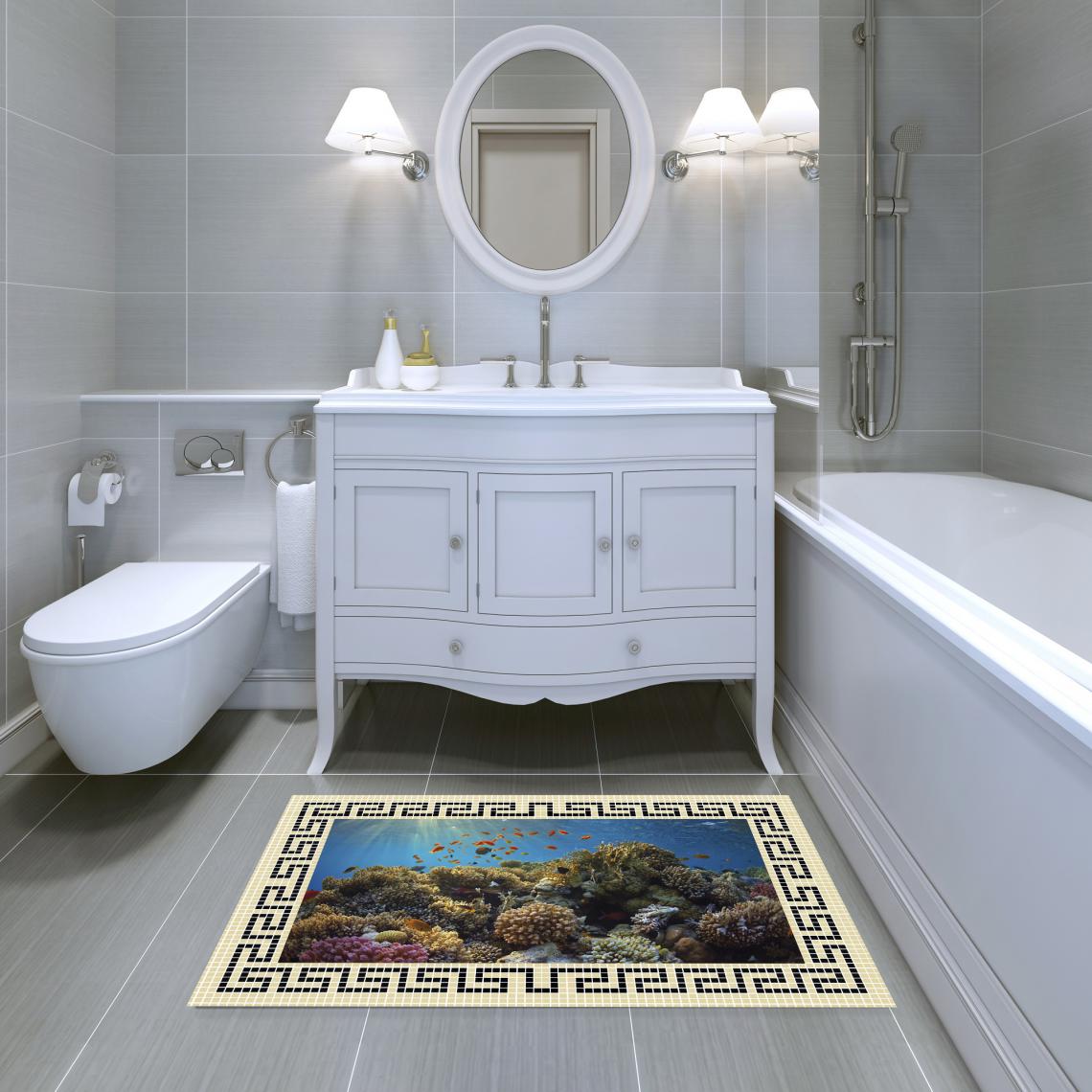 Alter - Tapis de salle de bain, 100% Made in Italy, Tapis antitache avec impression numérique, Tapis antidérapant et lavable, Modèle Alana, cm 90x52 - Tapis