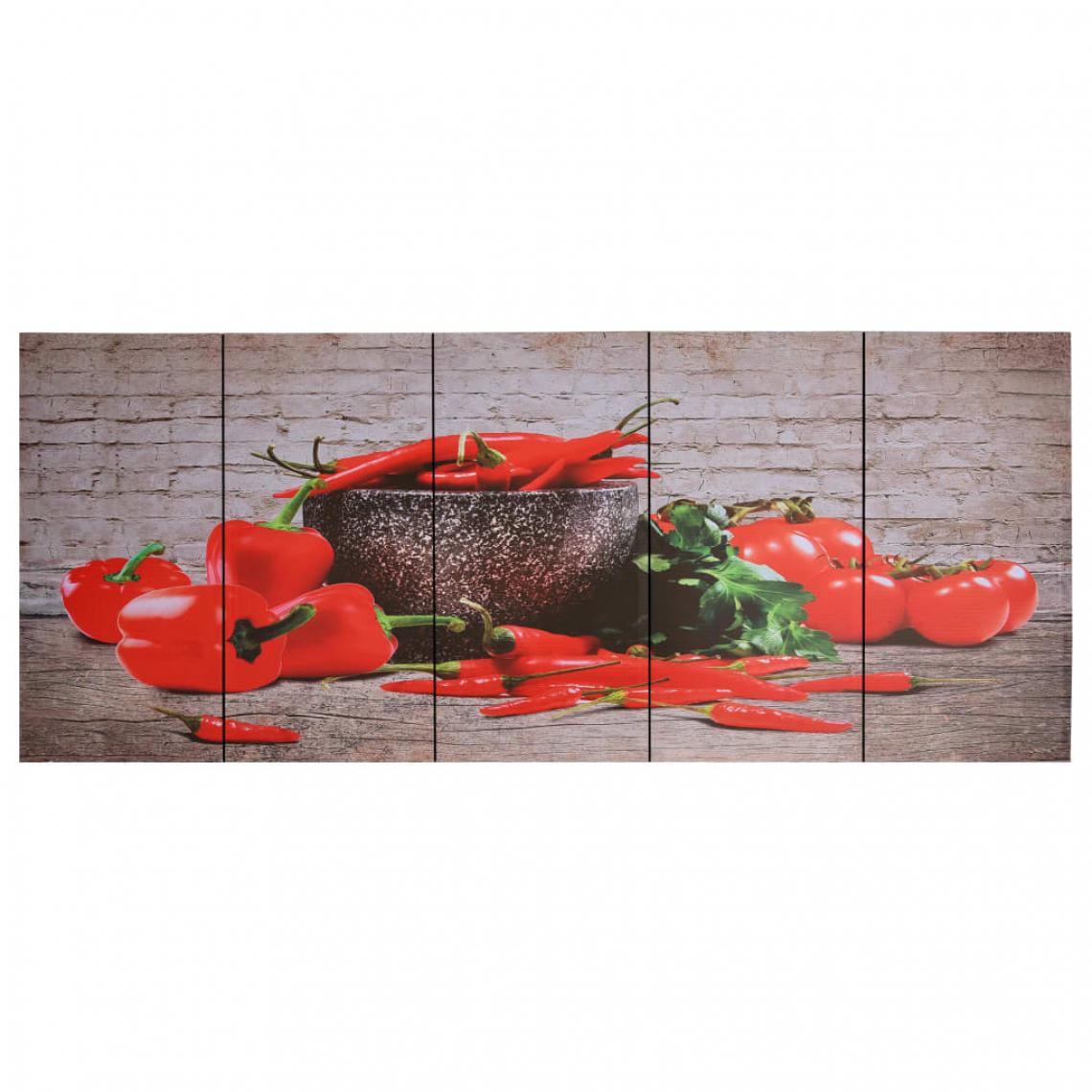 Icaverne - Icaverne - Affiches, reproductions et œuvres graphiques categorie Jeu de tableau sur toile Paprikas Multicolore 150x60 cm - Affiches, posters