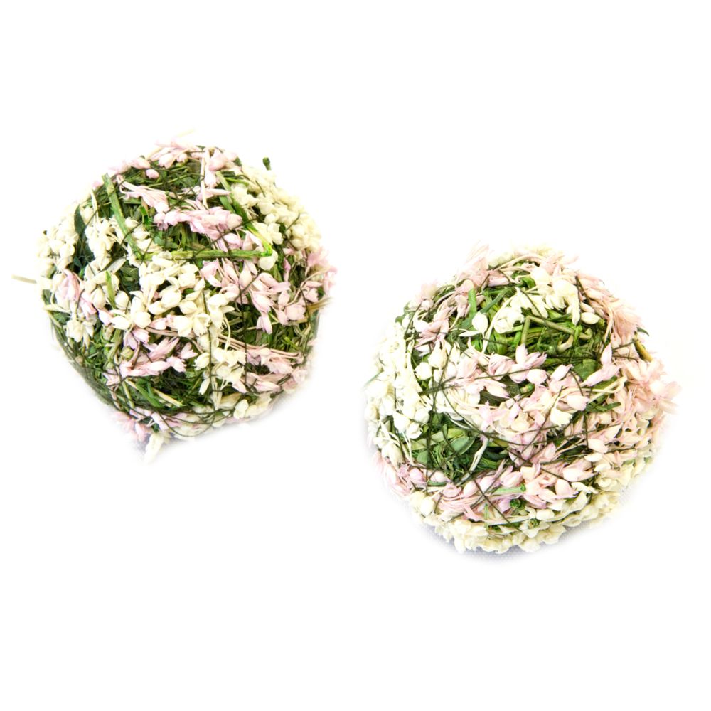Visiodirect - 10 sachets de 4 Boules décoratives fleurs naturelles Rose - Diam 5 cm - Objets déco