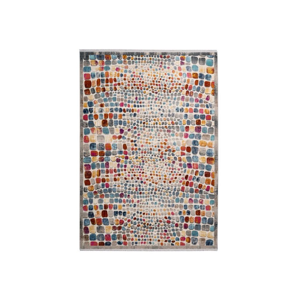 Paris Prix - Tapis Motif Pierres Colorées ""Anouk"" Multicolore - 80 x 150 cm - Tapis