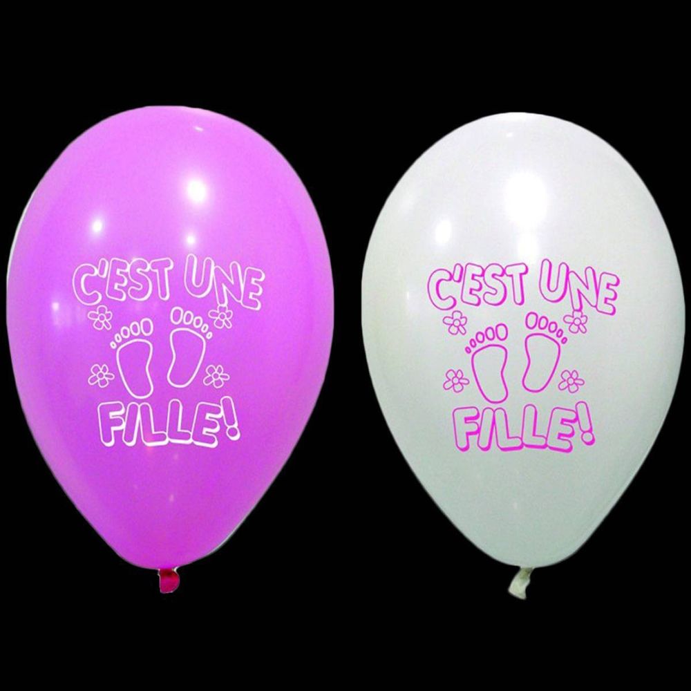 Visiodirect - Lot de 96 Ballons ""c'est une fille"" coloris rose/blanc - 28 cm - Objets déco