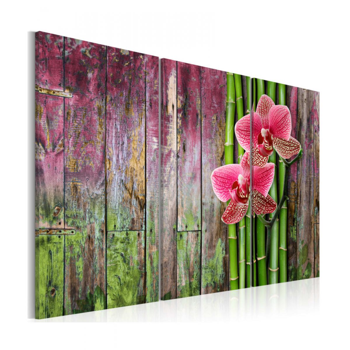 Artgeist - Tableau - Fleur et bambou 120x80 - Tableaux, peintures