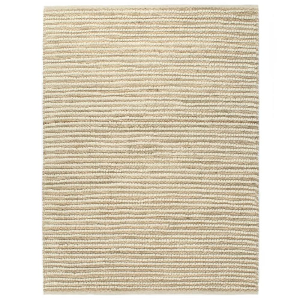 marque generique - Icaverne - Petits tapis ligne Tapis Laine et chanvre 160 x 230 cm Naturel/Blanc - Tapis