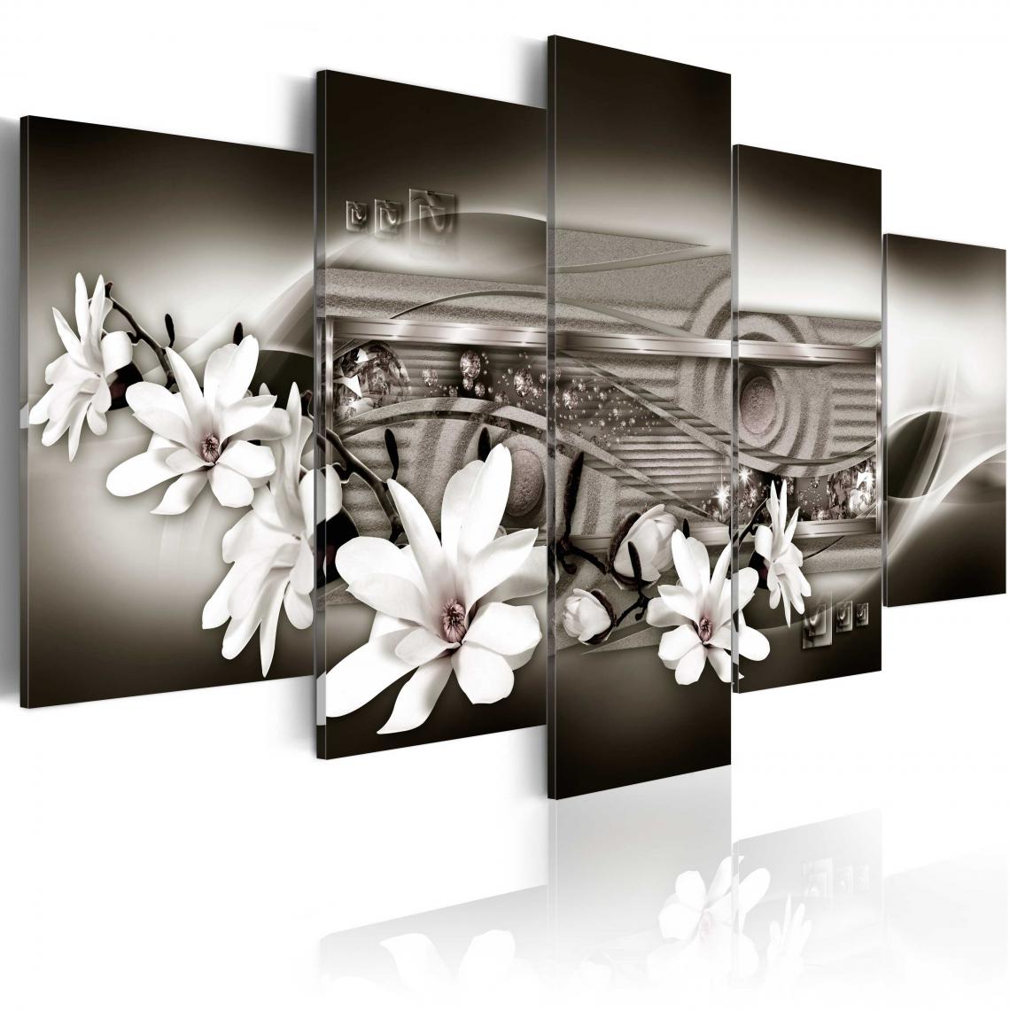 Decoshop26 - Tableau sur toile en 5 panneaux décoration murale image imprimée cadre en bois à suspendre Fleur Prospect 100x50 cm 11_0000754 - Tableaux, peintures