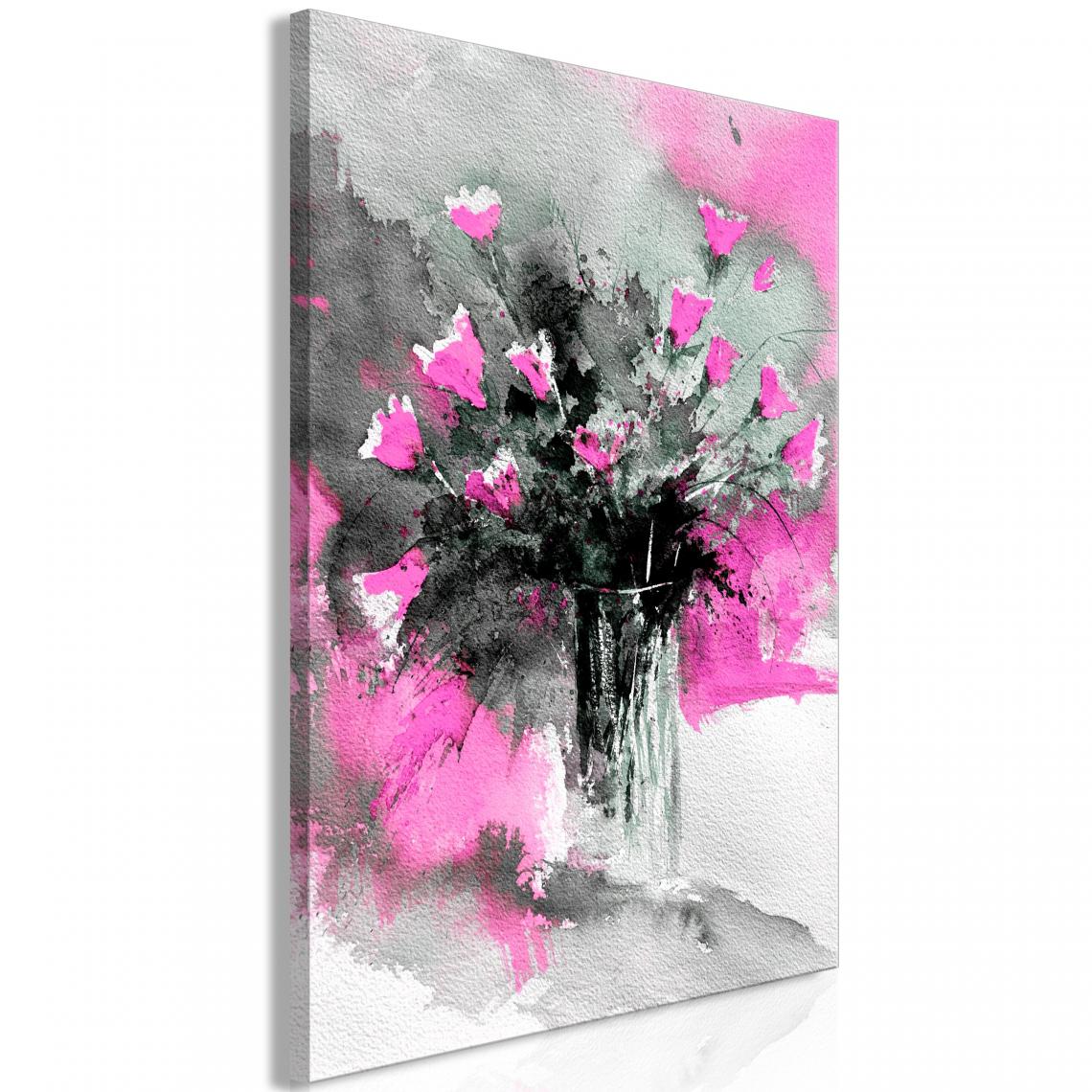 Decoshop26 - Tableau sur toile décoration murale image imprimée cadre en bois à suspendre Bouquet de couleurs (1 partie) Rose vertical 80x120 cm 11_0005266 - Tableaux, peintures