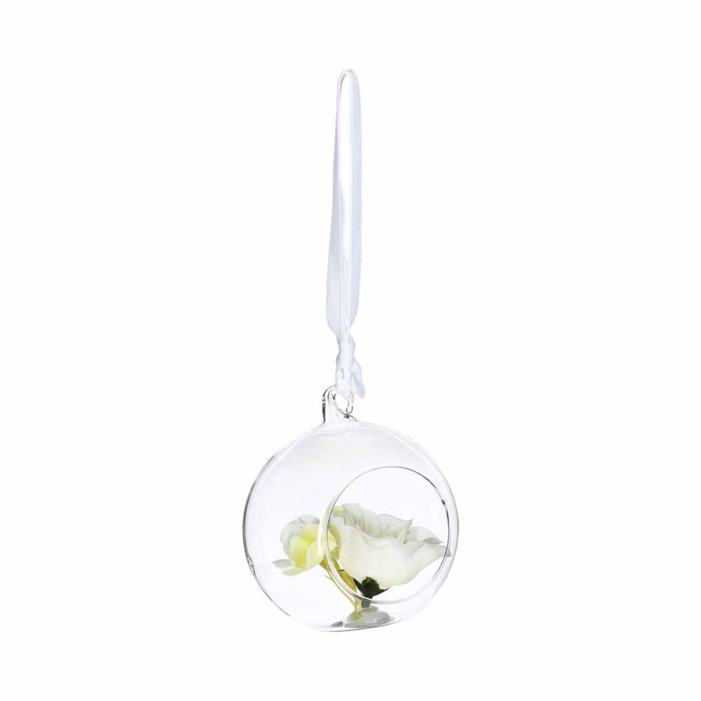 Atmosphera, Createur D'Interieur - Fleur artificielle blanche à suspendre - Boule en verre - Plantes et fleurs artificielles