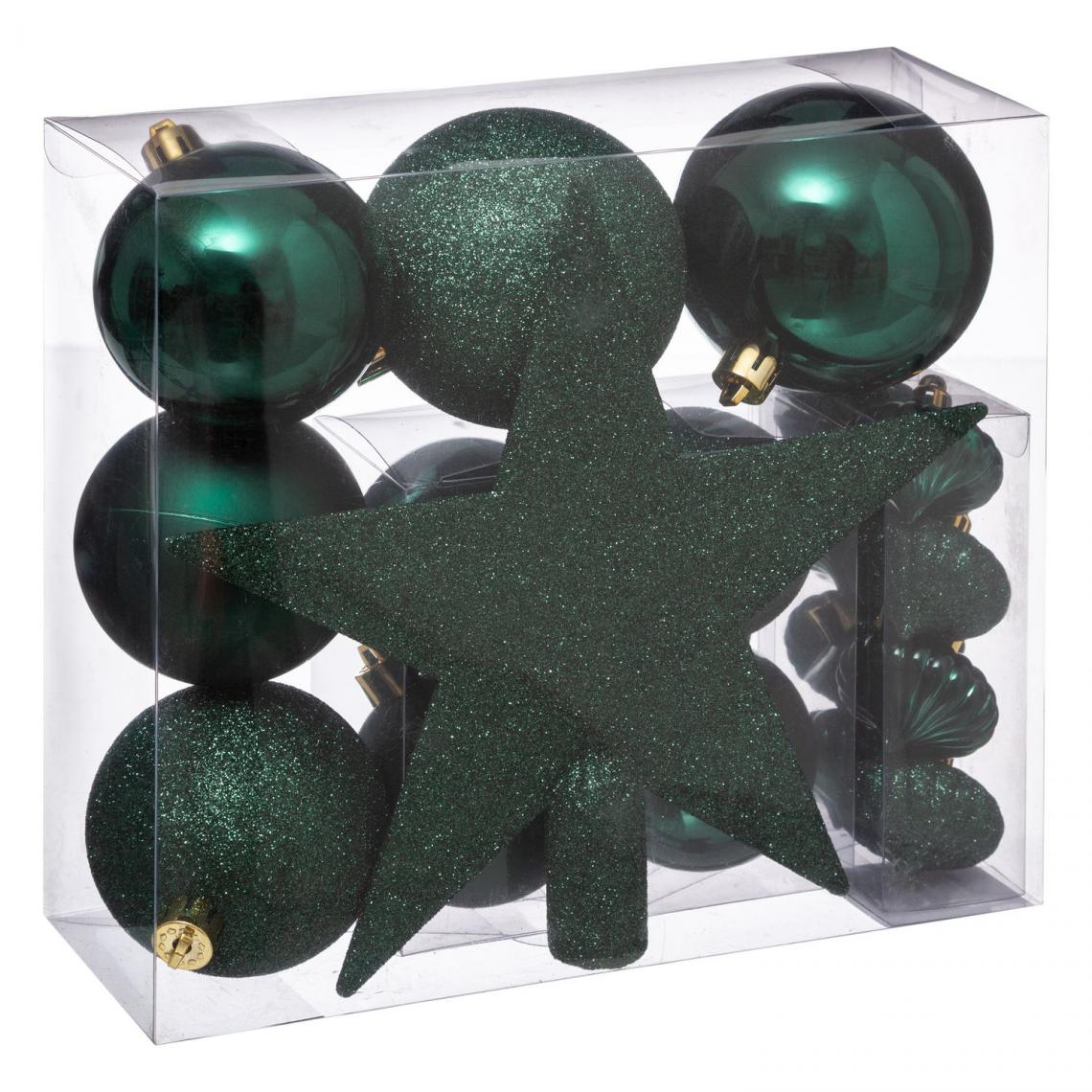 JJA - Kit de décorations pour sapin de noël - 18 Pièces - Vert émeraude - Décorations de Noël