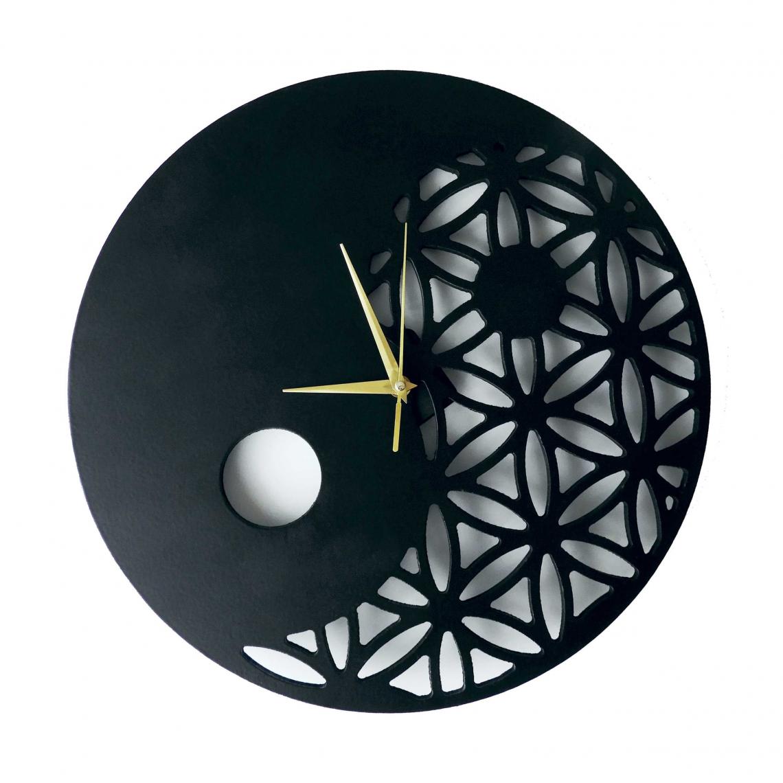 SteelyCut - Horloge Murale Yin Yang décoration moderne bois - Horloges, pendules