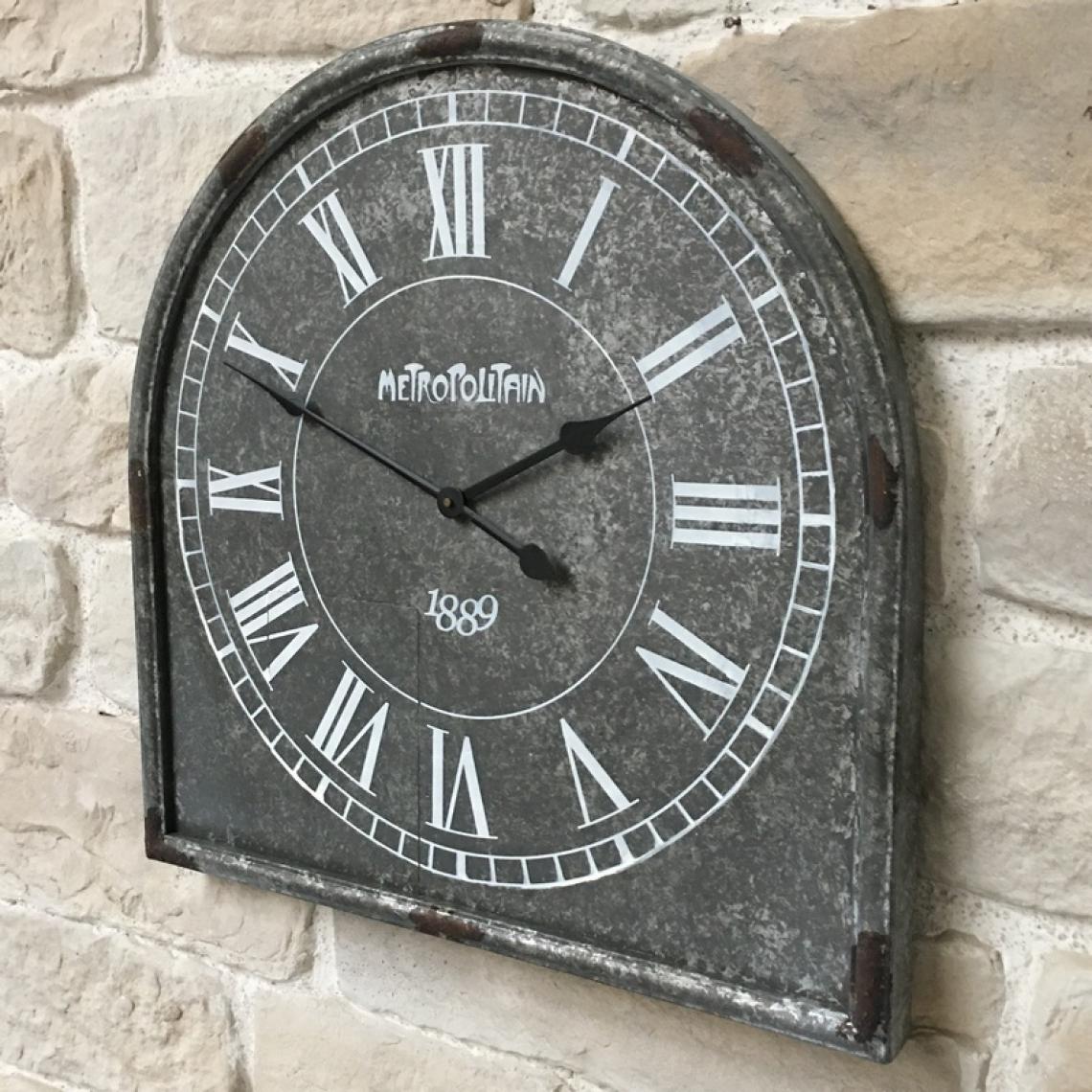 L'Originale Deco - Horloge Industrielle Métal Fer Effet Zinc 65 cm x 65 cm - Horloges, pendules