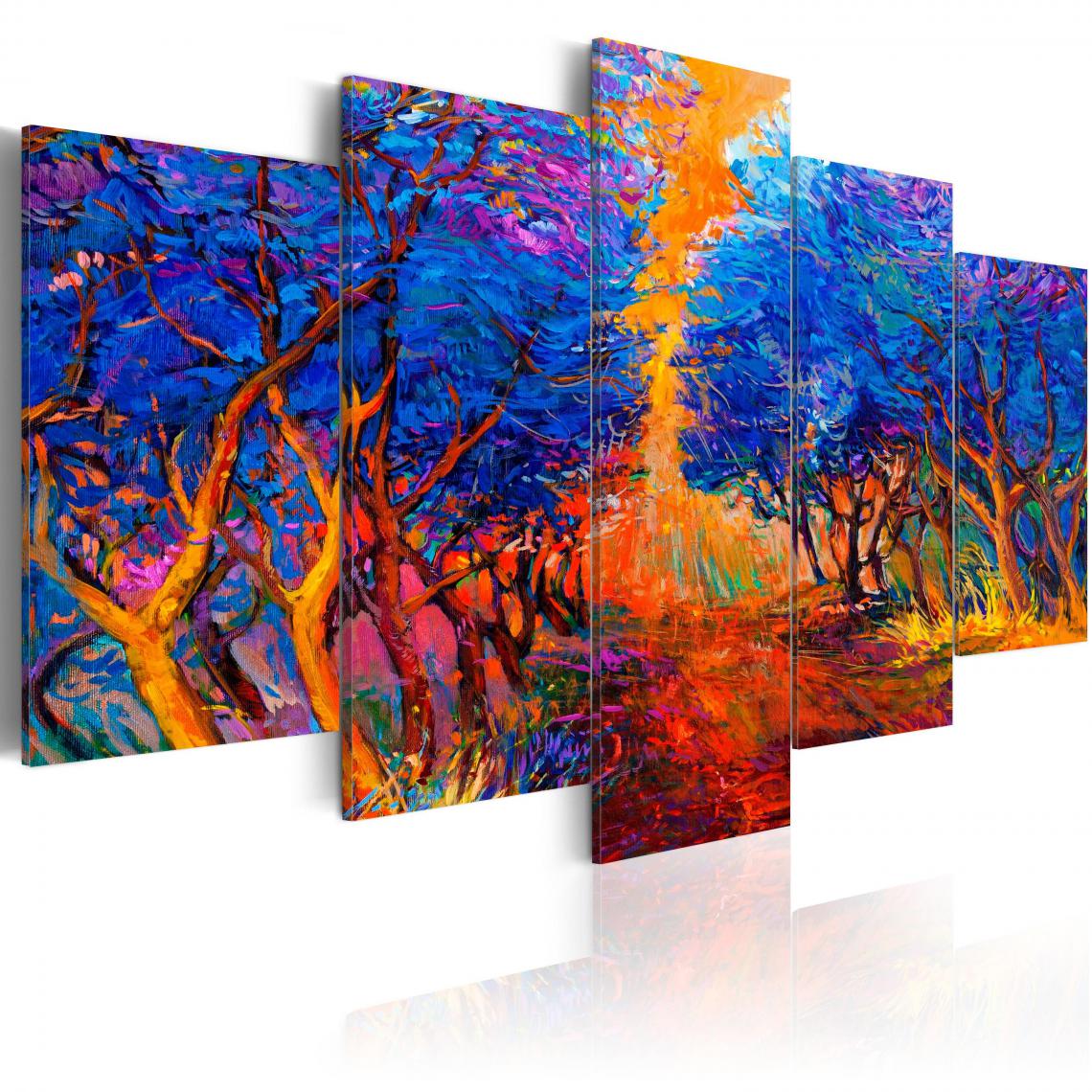 Decoshop26 - Tableau sur toile en 5 panneaux décoration murale image imprimée cadre en bois à suspendre Vallée Bleue 100x50 cm 11_0005956 - Tableaux, peintures