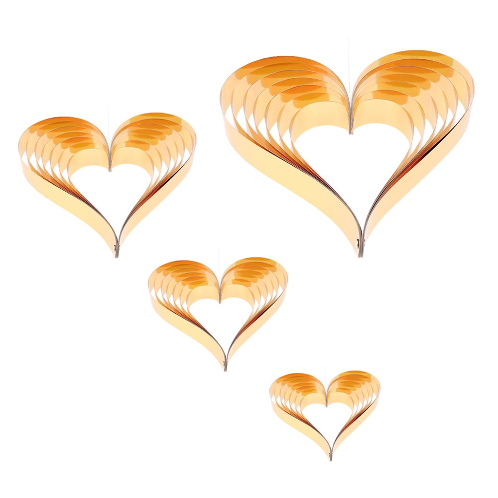 marque generique - 4pcs suspendus coeur pendentif bannières mariage Saint-Valentin les accessoires or - Objets déco