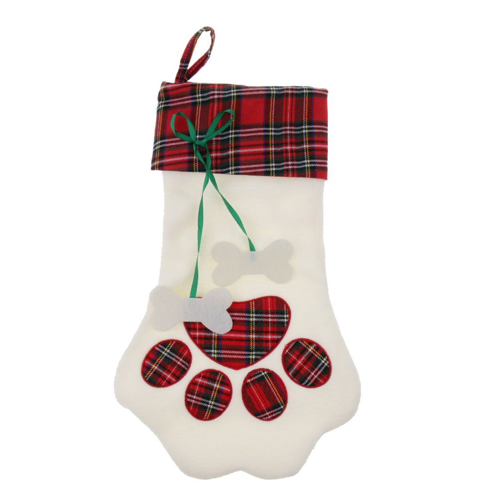 marque generique - Sac cadeau de cadeau de chien de patte de chien de sapin de Noël décor suspendu rouge - Décorations de Noël