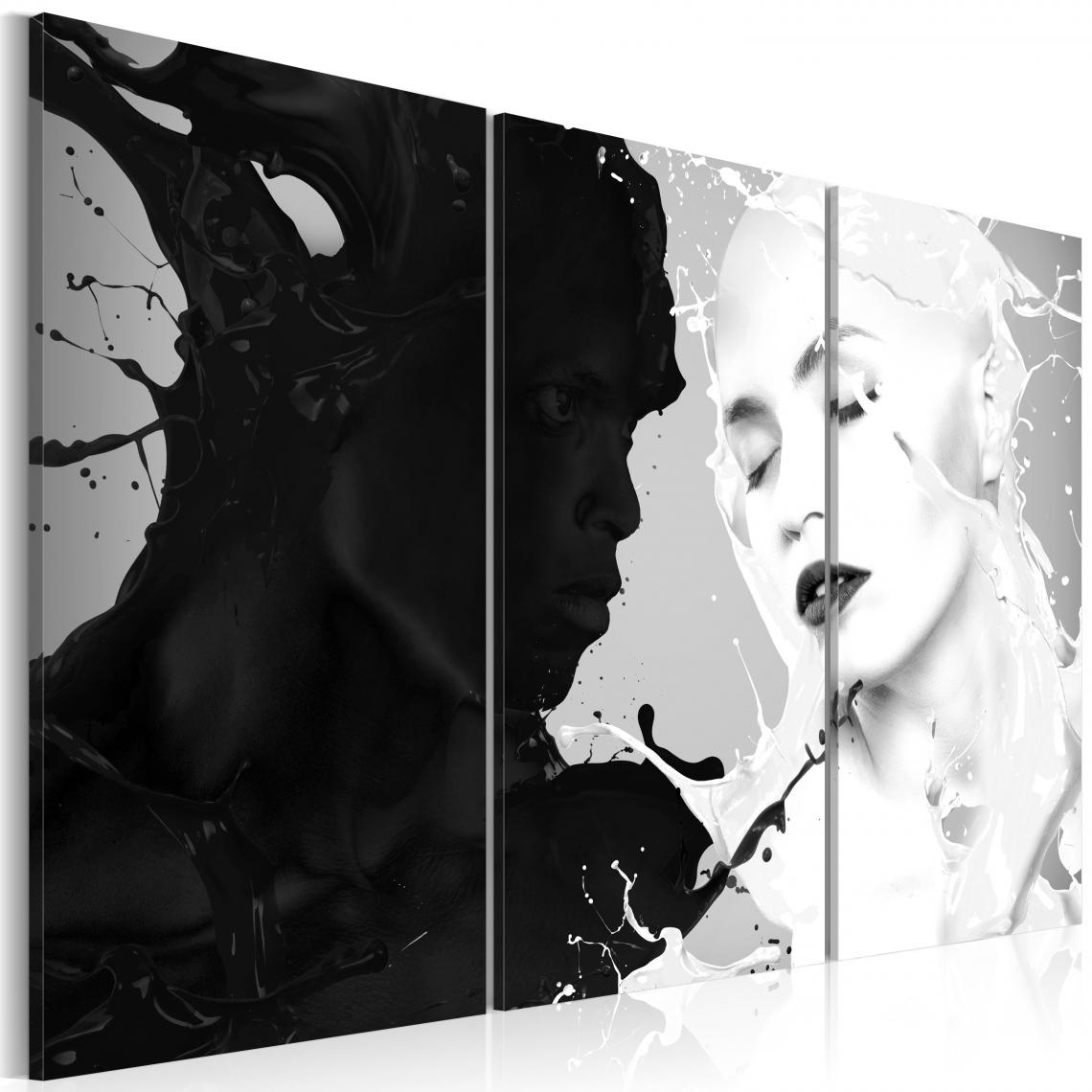 Decoshop26 - Tableau sur toile en 3 panneaux décoration murale image imprimée cadre en bois à suspendre Paradoxe des sentiments 90x60 cm 11_0002155 - Tableaux, peintures
