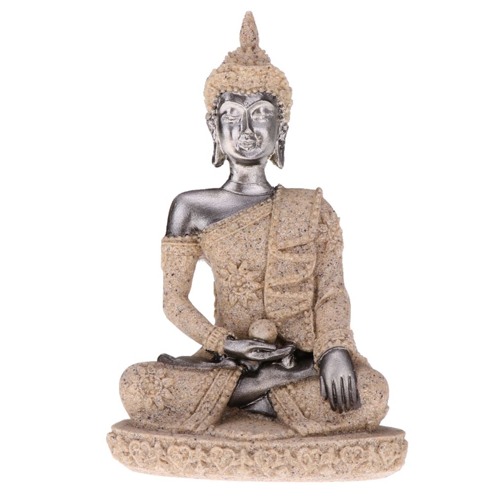 marque generique - grès sculpté à la main assis méditation statue de Bouddha sculpture figurine beige - Statues