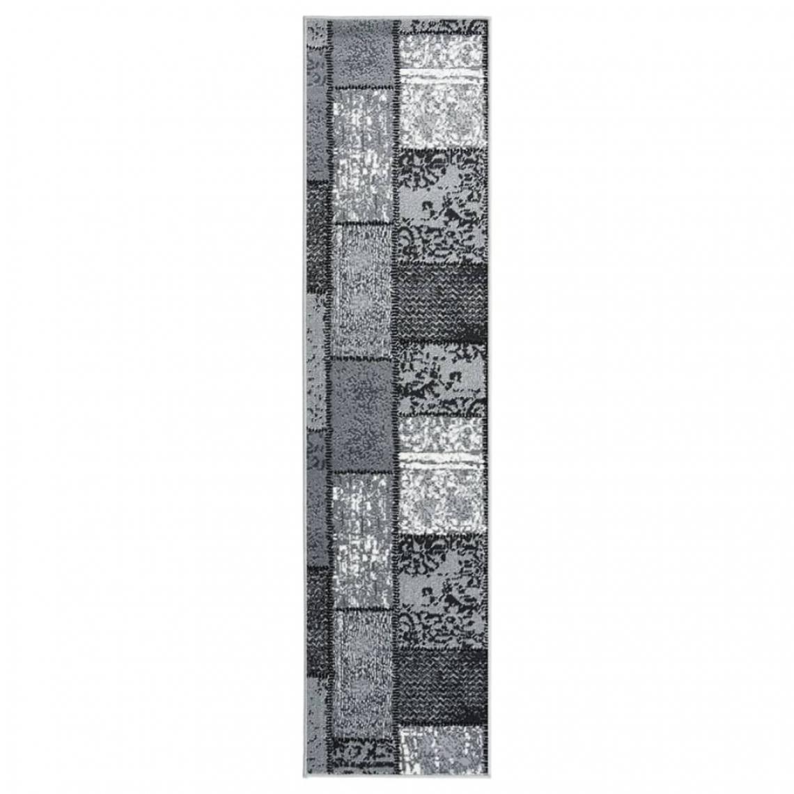 Vidaxl - vidaXL Tapis BCF Gris avec motif de blocs 60x150 cm - Tapis