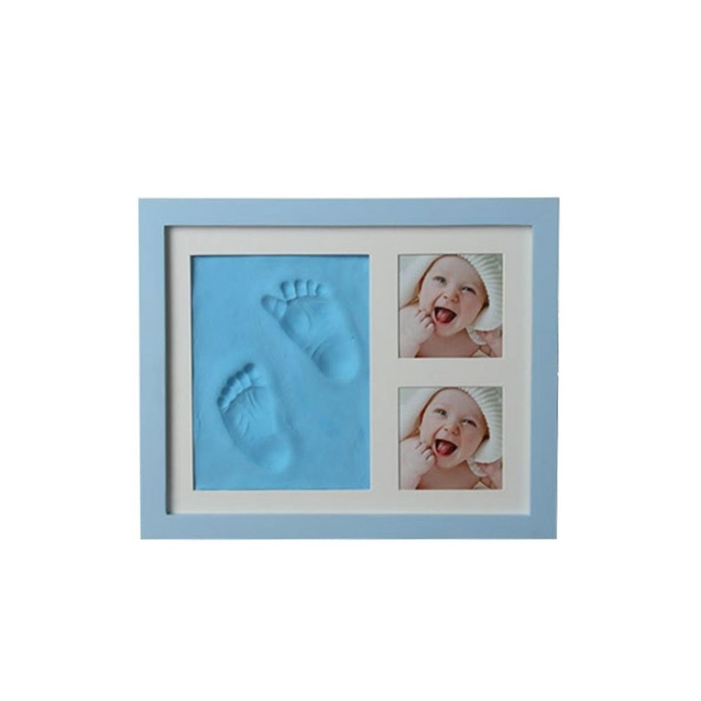 Wewoo - Cadre pour photo en bois massif avec couvercle empreintes digitales bébé bleu - Objets déco