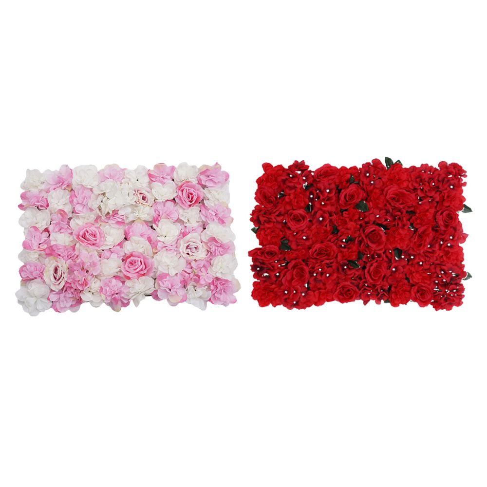 marque generique - Plantes De Fleurs Artificielles Panneaux Fond Mur Décoration De Mariage Rose Chaud Et Rouge - Objets déco