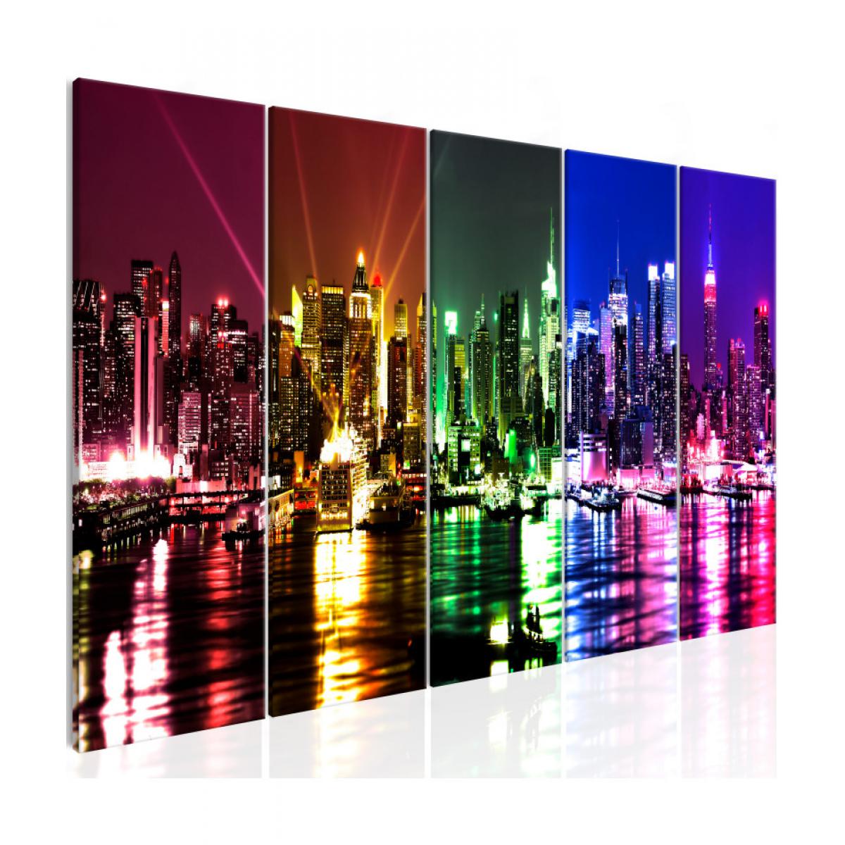 Artgeist - Tableau - Rainbow New York (5 Parts) Narrow 200x80 - Tableaux, peintures