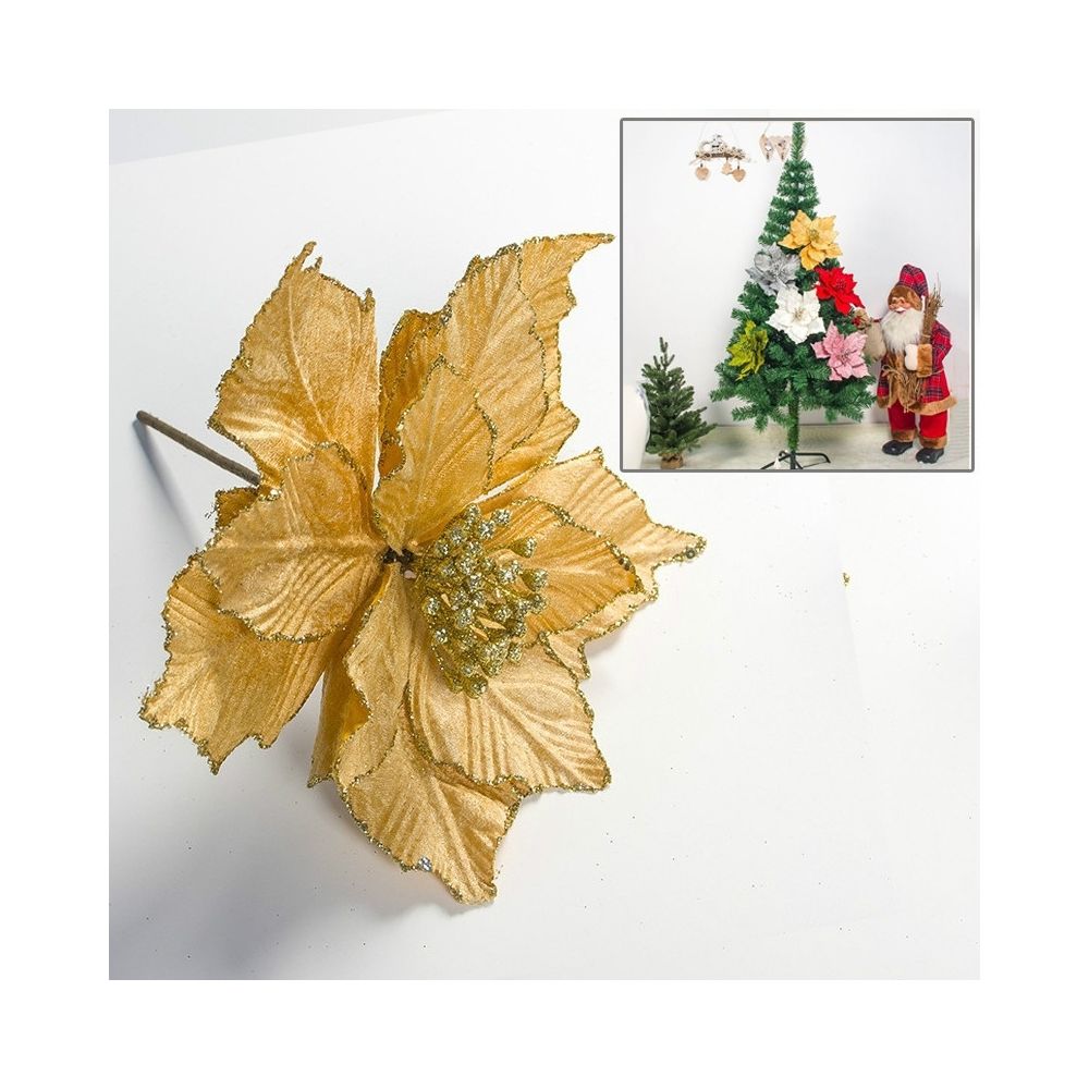 Wewoo - 2 PCS Noël Fleur Artificielle Feuilles Composition florale Décoration d'Arbre de Jaune - Décorations de Noël