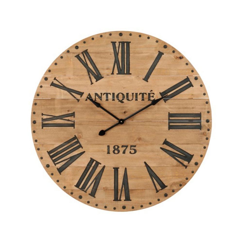 Paris Prix - Horloge Murale Vintage """"Romaine"""" 110cm Naturel - Horloges, pendules