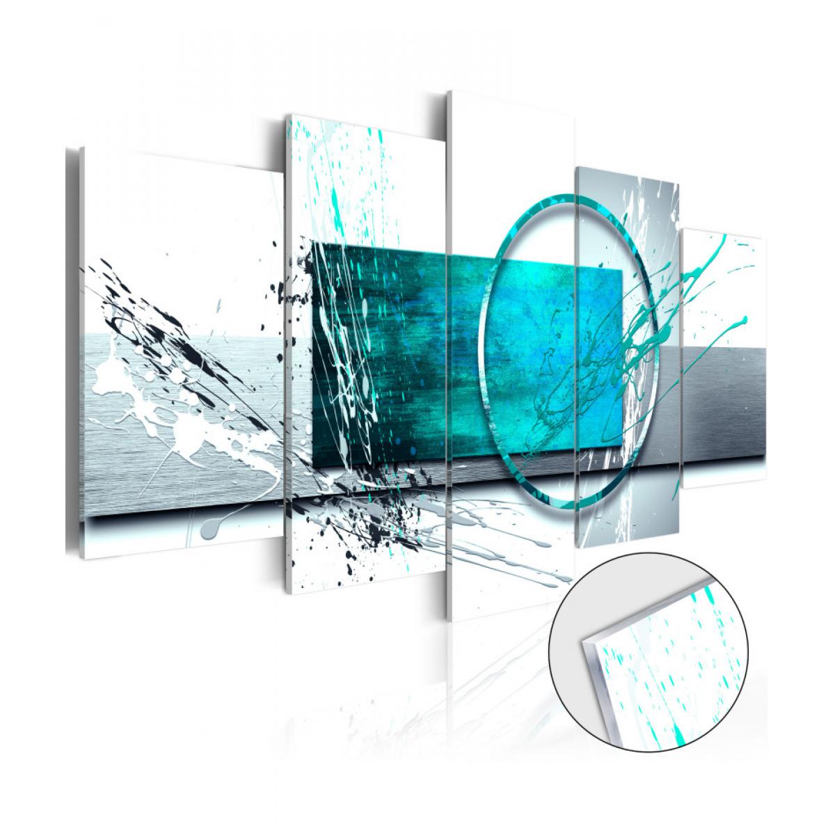 Artgeist - Tableau sur verre acrylique - Turquoise Expression [Glass] 100x50 - Tableaux, peintures