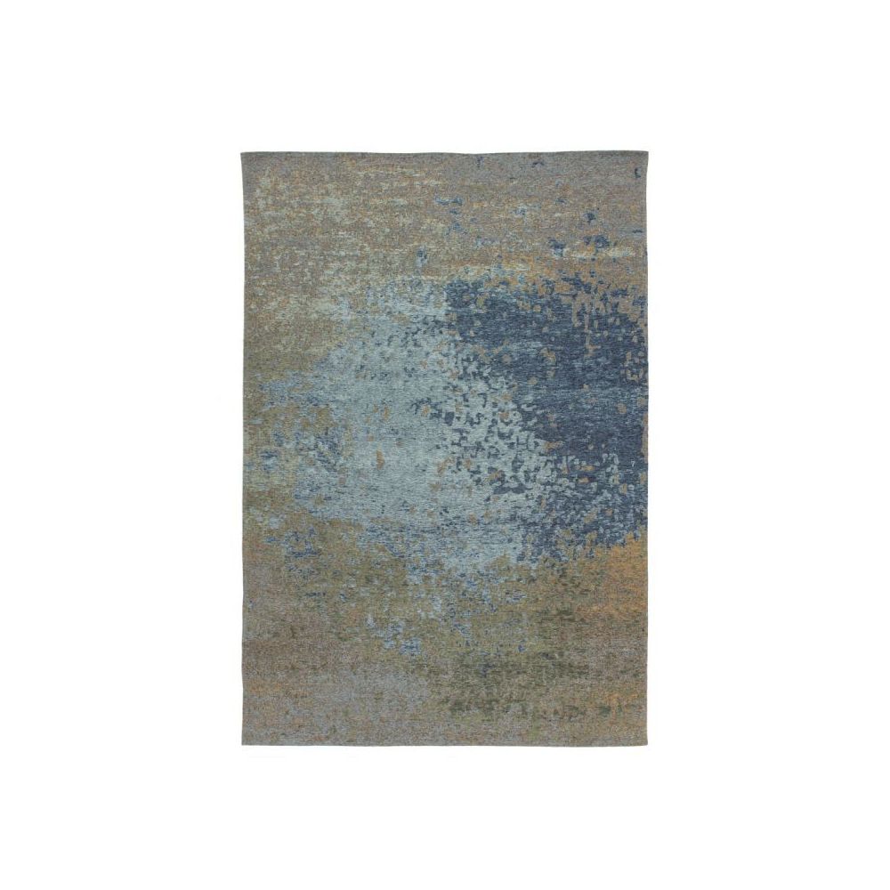 Paris Prix - Tapis Vintage à Poils Courts ""Blaze"" Bleu - 115 x 170 cm - Tapis