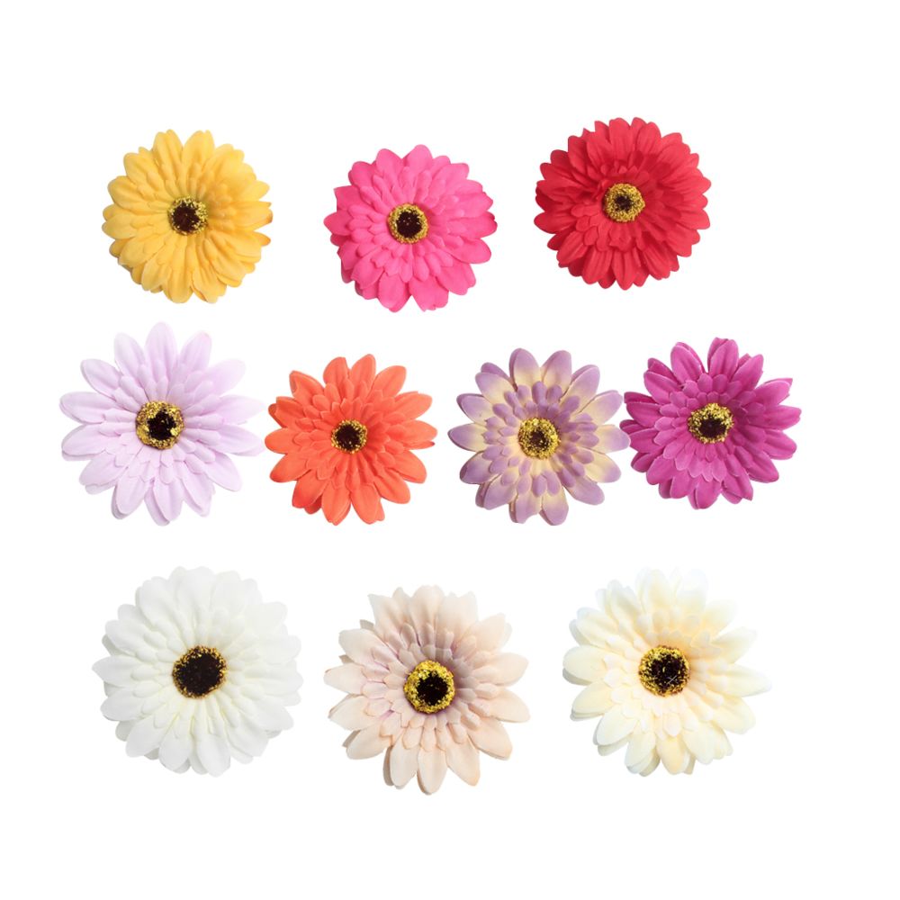 marque generique - 10 pièces gerbera artificielle daisy fleurs têtes pour diy kaki - Plantes et fleurs artificielles