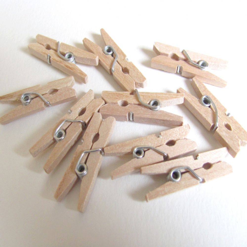 Visiodirect - Lot de 10 Mini pinces à linge en bois coloris Naturel - 3 x 2,5 cm - Objets déco