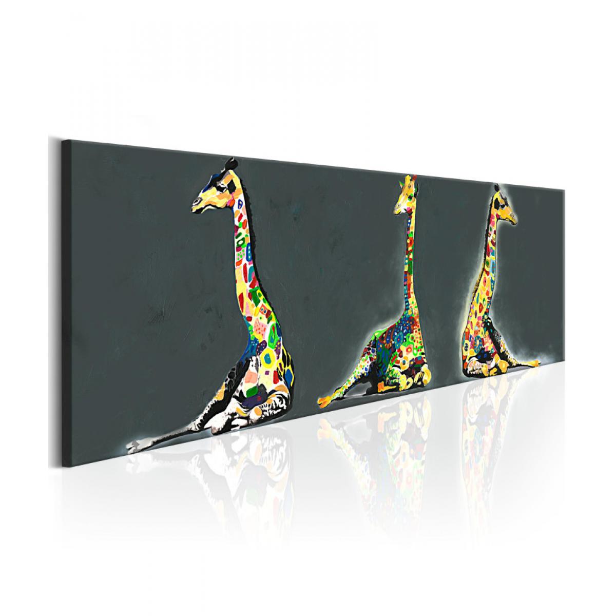 Artgeist - Tableau - Colourful Giraffes 120x40 - Tableaux, peintures