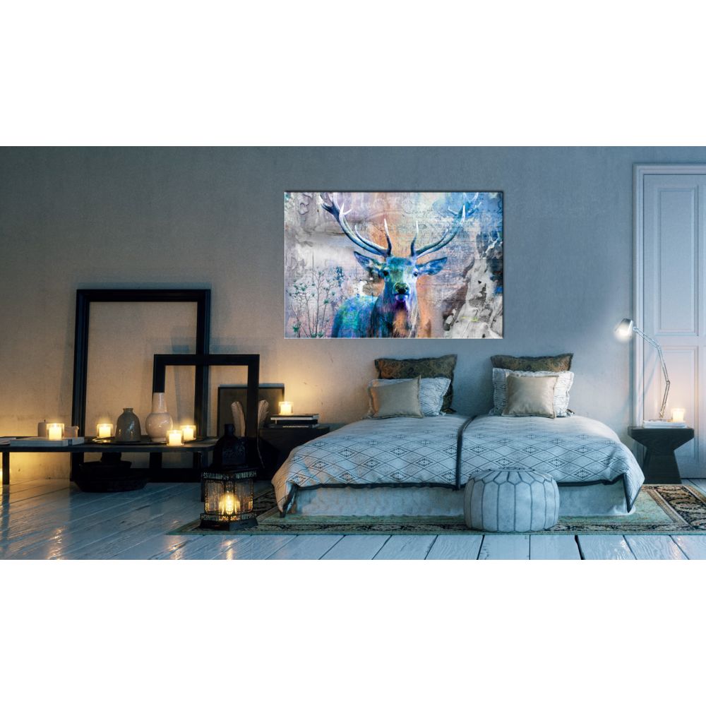 marque generique - 90x60 Tableau Animaux divers Animaux Moderne Blue Deer - Tableaux, peintures