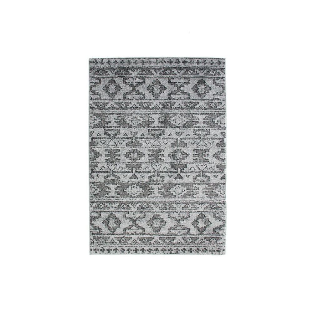 Mon Beau Tapis - VENISE - Tapis à motifs ethniques scandinaves gris 160x230 - Tapis