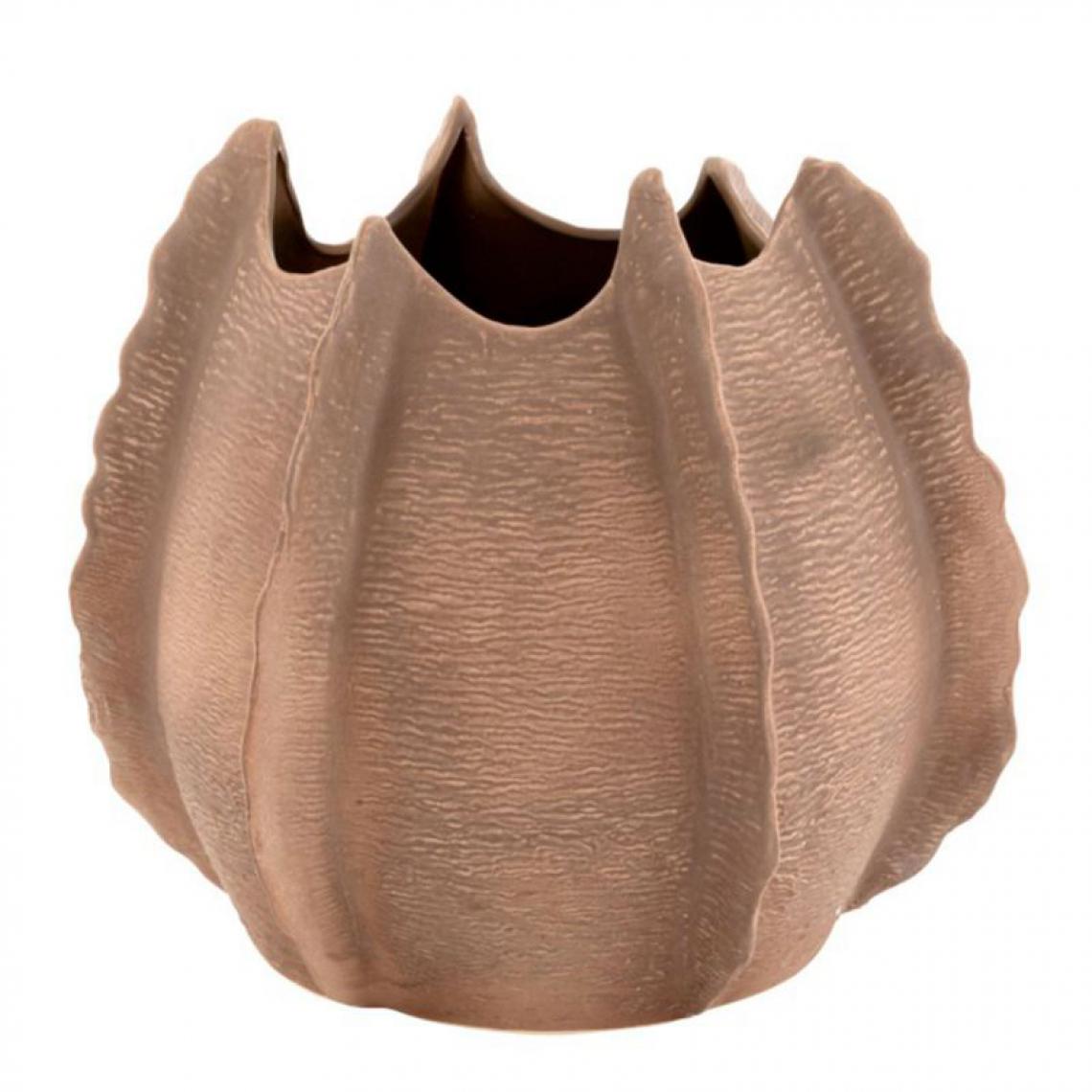 Paris Prix - Vase Design en Céramique Bords 53cm Marron - Vases