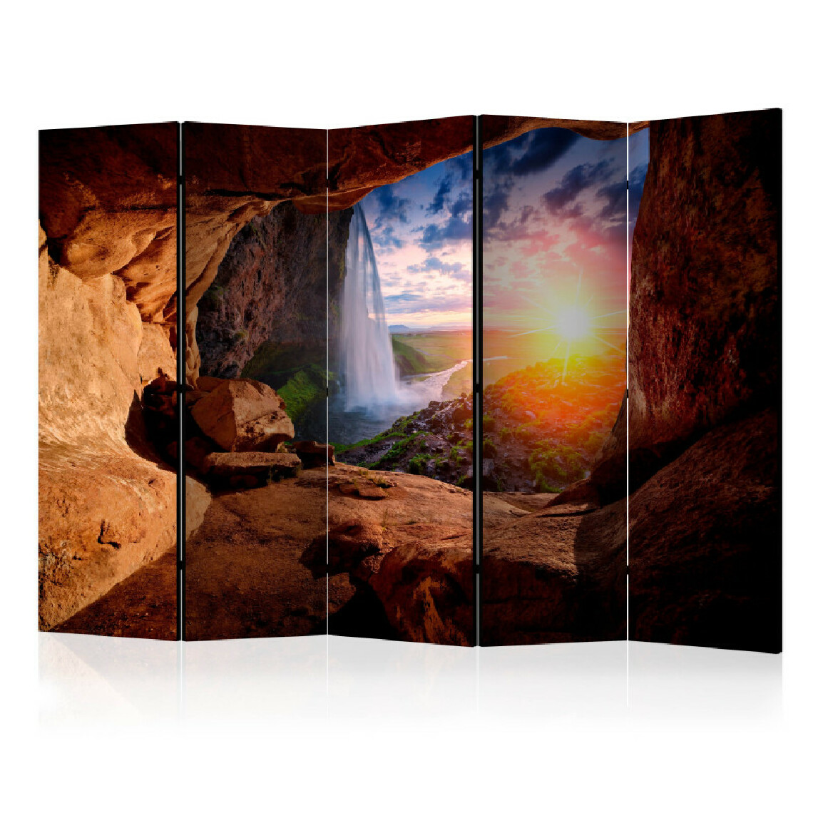 Artgeist - Paravent 5 volets - Cave: Seljalandsfoss Waterfall II [Room Dividers] 225x172 - Paravents