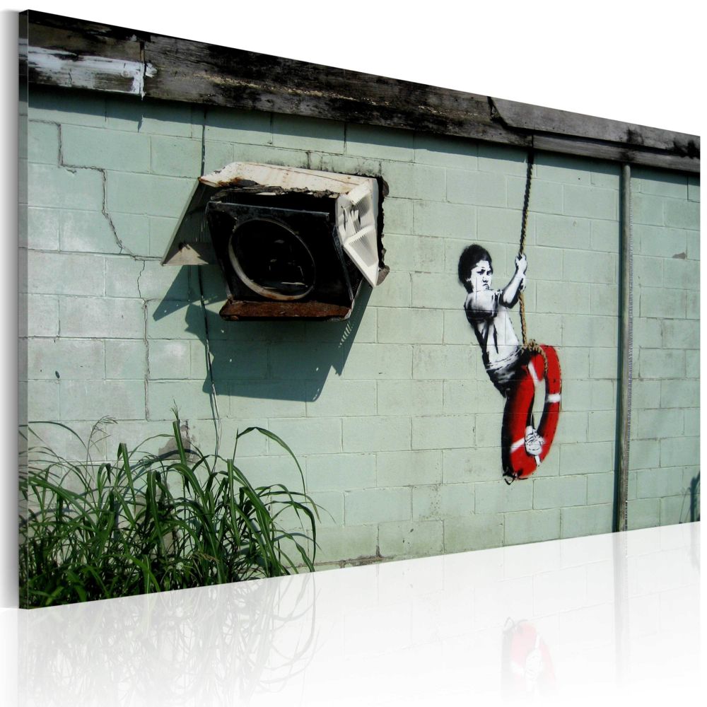 Bimago - Tableau - Garçon sur une balançoire (Banksy) - Décoration, image, art | Art urbain | 60x40 cm | - Tableaux, peintures