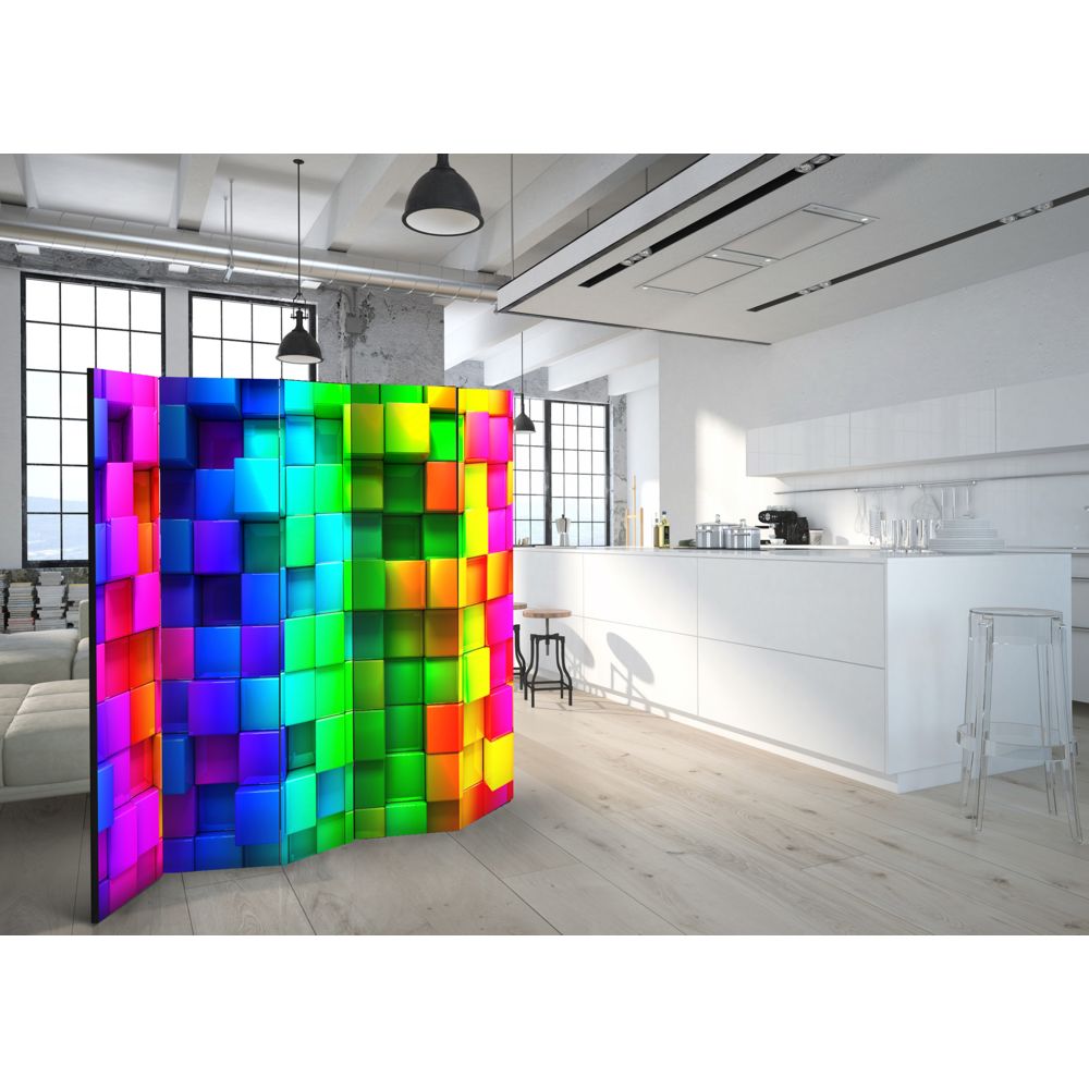 marque generique - 225x172 Paravent 5 volets Paravents 5 volets Inedit Colourful Cubes II [Room Dividers] - Paravents
